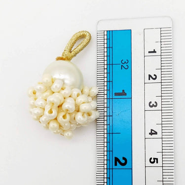 Cream Pearl Bead Tassels Latkan, Indian Latkans, Sewing Latkans